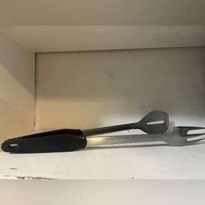 Stainless Steel and Black Kitchen Tongs